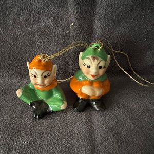 Vintage Irish Dresden , set of 2Lucky Leprechauns ornaments
